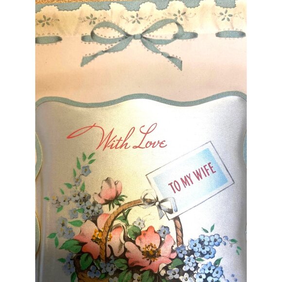 Vintage Greeting Card To My Wife Romantic Sentiment With Floral Basket Design In - Picture 4 of 10